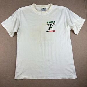 Yazbek T-Shirt Men's M White Blame It On Mexico Three Amigos Beer Promo Tee
